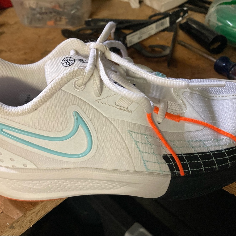 Nike Kids Sneakers White and Blue with Orange Accents